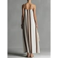 thumbnail image 2 of Ivory White Striped Linen-Blend Sleeveless Halter Maxi Slip Dress, 2 of 15