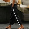 thumbnail image 5 of Hurxie Women Side Stripe Pants Y2k Elastic Waist Wide Leg Baggy Track Pant Lace Trim Parachute Pants with Pockets Black,XL, 5 of 7