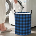 thumbnail image 4 of Lsque Blue Black Plaid pattern Laundry Hamper Basket, Tall Woven Rope Hamper Basket for Clothes, Lightweight Storage Basket, Collapsible Waterproof-, 4 of 8