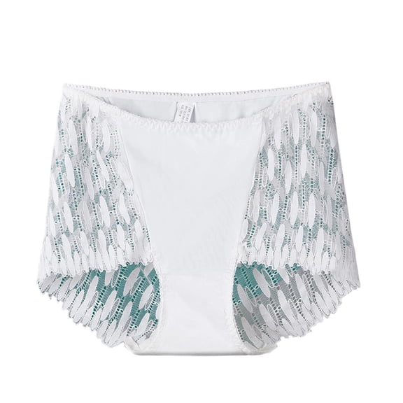 Jalioing Plus Size High Waist Briefs for Women Breathable Full Coverage Lace Panties Ladies Comfortable Underwear