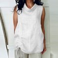 thumbnail image 2 of VBVC Women's Cotton Linen Side Ruched Tank Top , Ladies' Sleeveless Cowl Neck Tunic Blouse , Summer Casual Elegant Vacation Shirt For Women,White,S-2XL, 2 of 9