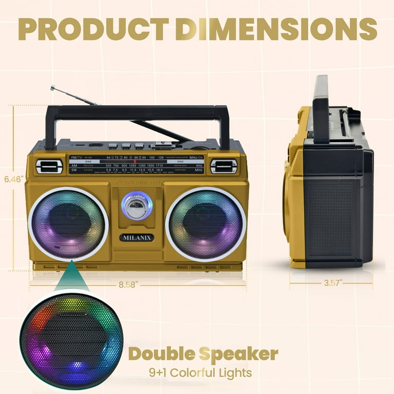 Milanix Bluetooth Rechargeable Portable AM/FM/SW Radio, Battery