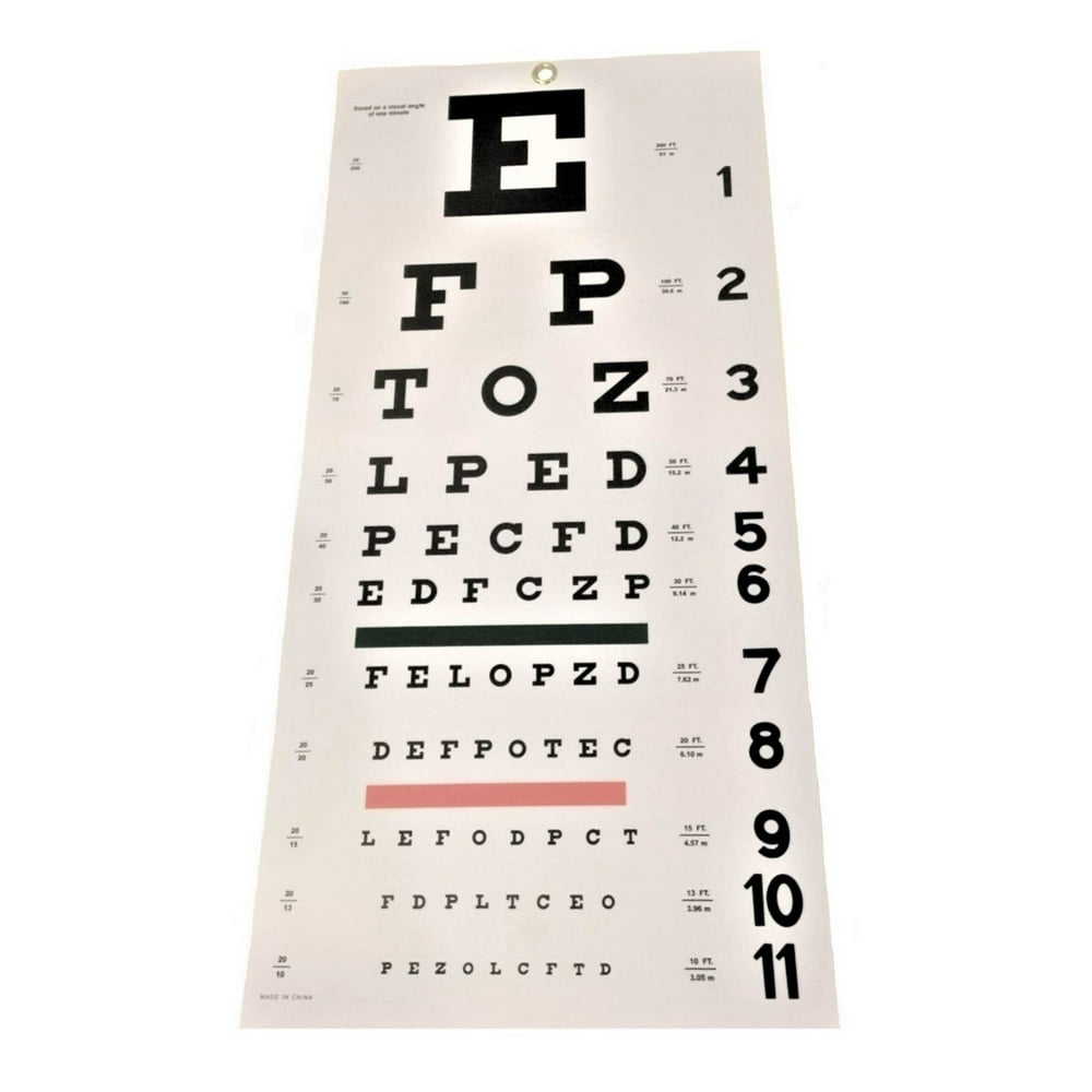 snellen eye test chart 20 foot distance 1 each