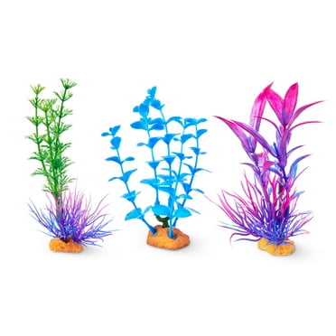Aqua Culture Aquarium Plant Value Pack, 4" Small Plants, 3 Count Silicone Material