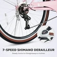 thumbnail image 7 of VIRIBUS Women's Bike 24" Beach & City Cruiser Bicycle with 7 Speed Basket Pink, 7 of 7