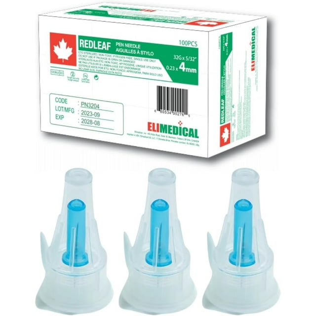 REDLEAF Aiguille pour Stylo pour Diabétiques 32 g x 4 mm 100 Unités PN3204