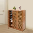 thumbnail image 4 of 7-Tier Brown Entryway Bamboo Shoe Rack Organizer 3-Door Shoe Cabinet Density Board for Foyer, Entrance, 4 of 24
