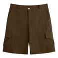 thumbnail image 5 of YOIAVAIOY Men's Shorts Cotton Linen Pleated Shorts Casual High Waisted Summer Lightweight Beach Shorts Fashion Hiking Lounge Shorts Brown M, 5 of 6