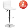 thumbnail image 4 of Flash Furniture Vincent 2 Pack Modern White Vinyl Adjustable Bar Stool with Back, Counter Height Swivel Stool with Chrome Pedestal Base, 4 of 15