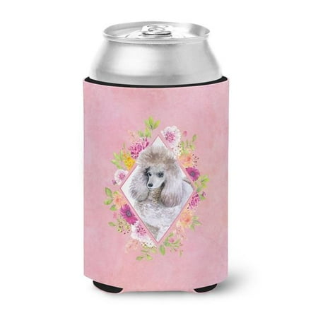 

Standard Grey Poodle Pink Flowers Can or Bottle Hugger