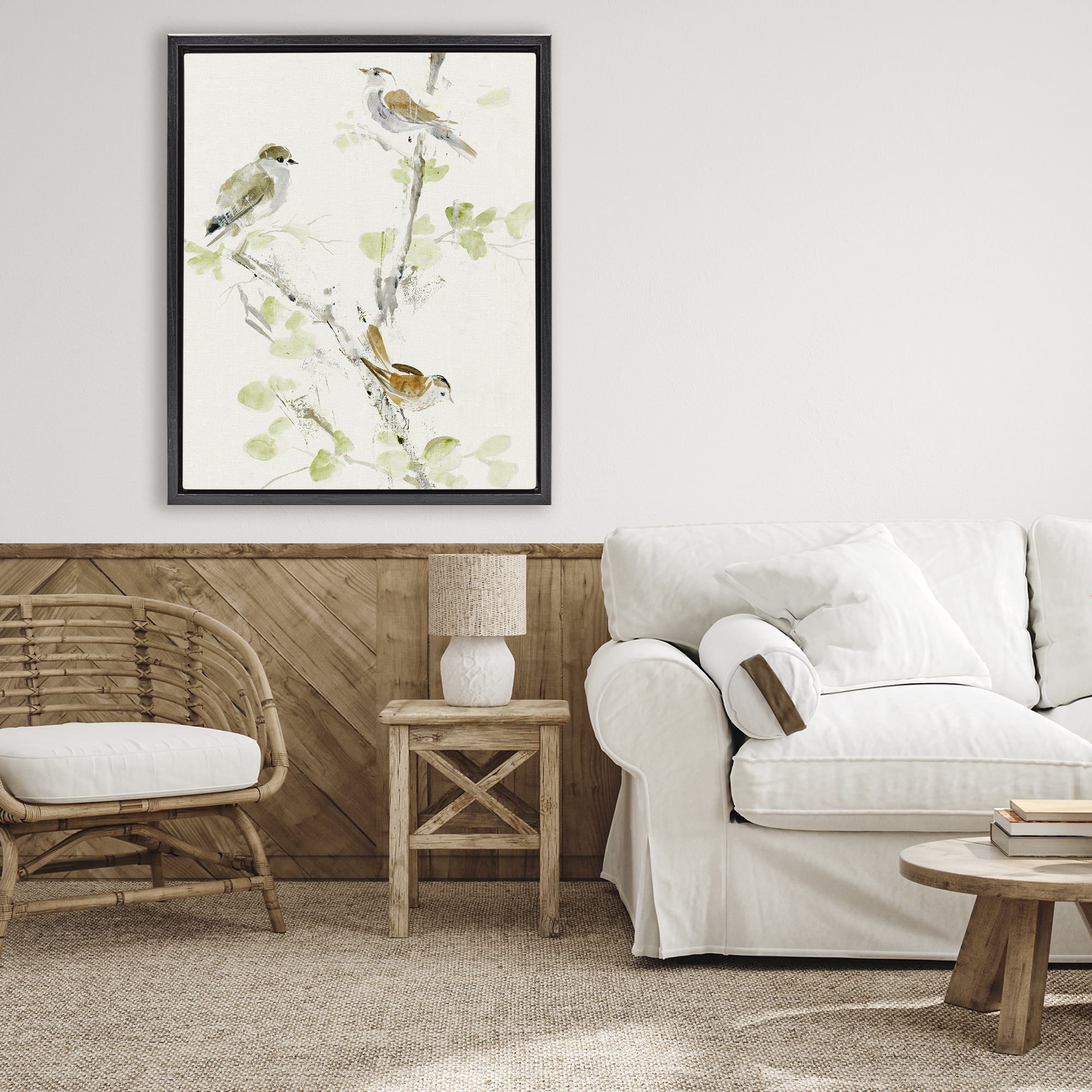 Stupell Industries Delicate Feathers Abstraction Black Framed Floater Canvas Wall Art, design by Lorenzo Collective