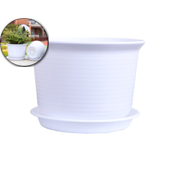 Thicken Flowerpot Plant Pot Planter Flower Pot with Saucer for Garden Plant Pot Home Decoration(White)