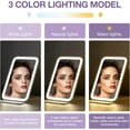 thumbnail image 3 of Travel Makeup Mirror &#*.&#Portable LED Lighted Makeup Mirror Rotation Touch Screen Vanity Mirror Color Dimmable Lighting Rechargeable Tabletop Folding Cosmetic Mirro, 3 of 6