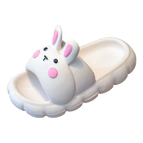 Toddler Slippers,Girls Rabbit Slippers Fashionable Indoor Outdoor Flat Soft Sole Children Shoes Comfortable,Kids Slippers,White,11-11.5 Years