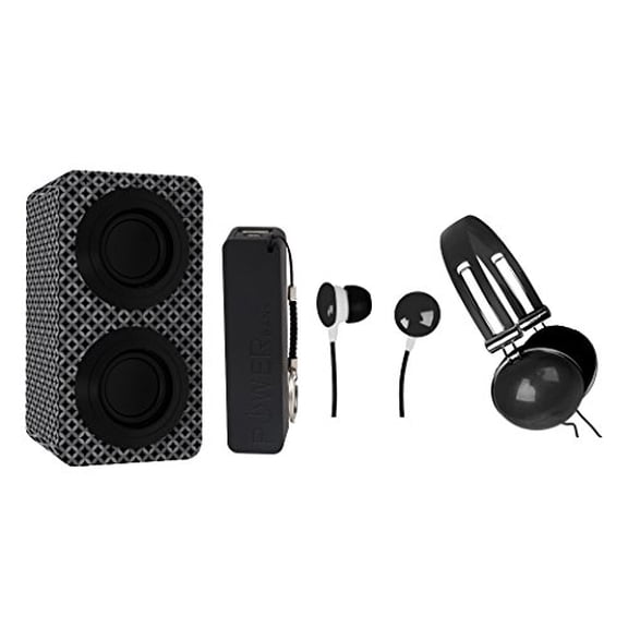 Naxa Electronics NAS-3061A Portable Bluetooth Stereo Speaker Entertainment Pack with Headphones, Earphones and Battery Pack, Black