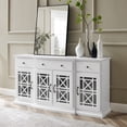 thumbnail image 3 of Miekor Furniture Classic Fretwork Detailed Glass-Door Sideboard - White BS7569, 3 of 5