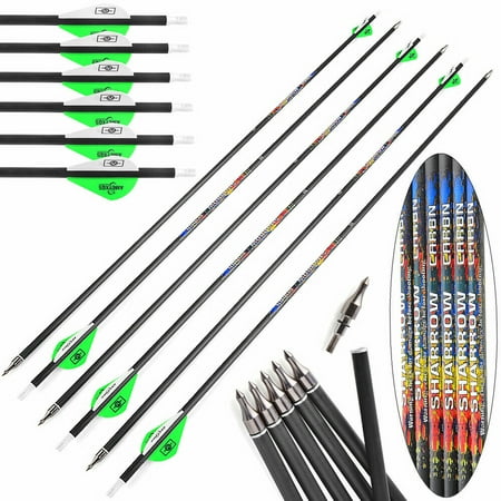 AME 12X Archery Pure Carbon Arrows 31 Shaft Spline 250-600 Recurve Compound Bow Hunting(SP300)