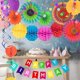 thumbnail image 5 of Colorful Birthday Decorations, Fiesta Hanging Paper Fans,hanging Swirl,polka Dot String,pom Poms Flowers,happy Birthday Banner,paper Garland For Birth, 5 of 5