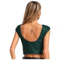 thumbnail image 3 of LiiYii Hauts à Sequins pour Femmes Col Rond Court Dos Nu Paillettes Club Fête Débardeur Sans Manches Blouses Vert S, 3 of 7