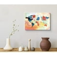 thumbnail image 3 of wall26 Canvas Print Wall Art Orange, Yellow &amp; Blue Watercolor World Map Architecture &amp; Maps Places Illustrations Modern Art Global Scenic Fun Multicolor for Living Room, Bedroom, Office - 32&, 3 of 5
