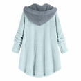 thumbnail image 2 of Lindbes Clearance Womens Plus Size Button Jacket Plush Solid Color Hooded Jacket Loose Cardigan Coat Winter Jacket Sweater, 2 of 3