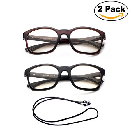 Newbee Fashion - Anti-Reflective Comfortable Computer Reading Glasses (No Magnification) Helps Eye Strain, Fatigue and Dry Eyes from Digital Devices with Anti-Blue Light, Anti-UV and Anti-Glare