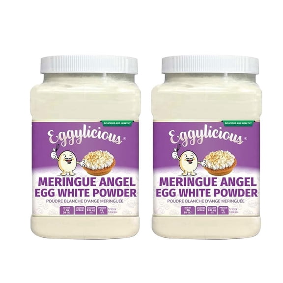 Eggylicious - PACK of 2 - Meringue Powder – Made w/ Pure Egg Whites - Gives Body & Stability to a variety of icings – For Homemade Filling/Royal Icing/Cake Decorations– Preservatives Free – 1lb Jar