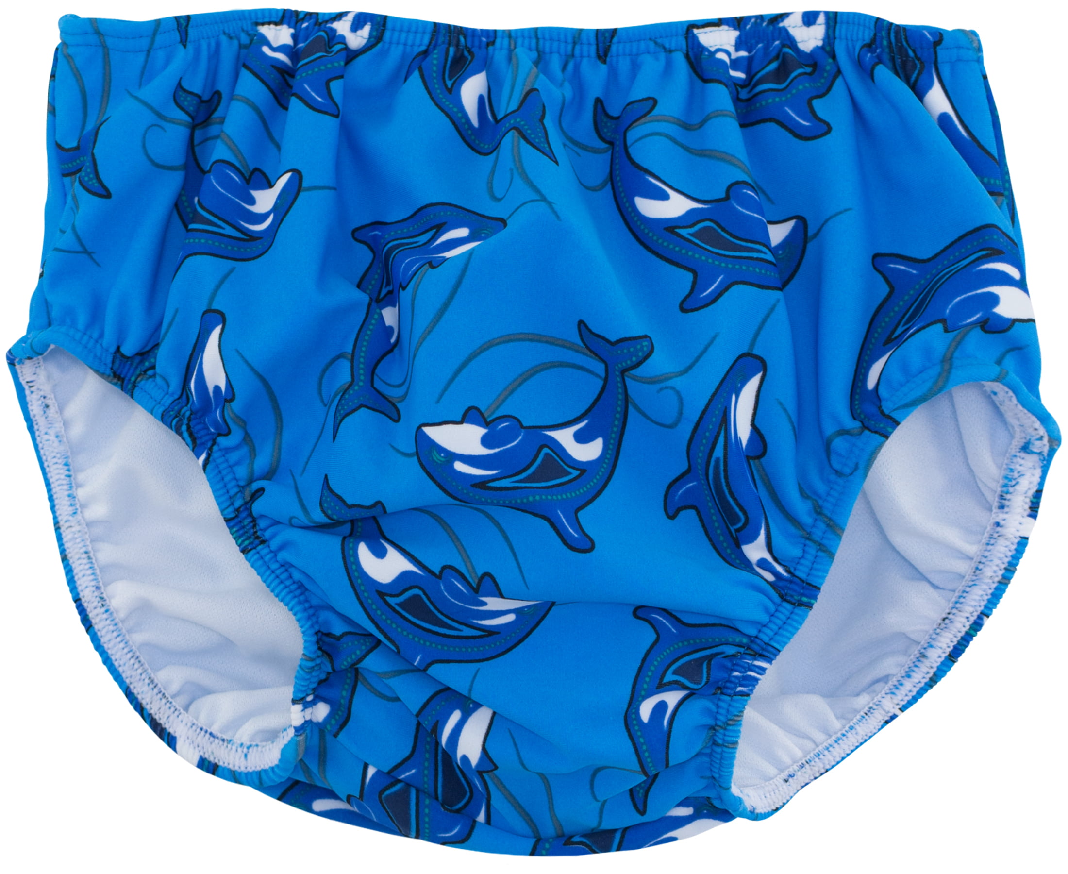 Orange Shark/Surfboard Swim Time Baby Boys Reusable Swim Diaper UPF 50 with Side Snaps Briefs L 12-18 Months