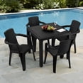 thumbnail image 1 of Comedor Plástico 4 Sillas Apilables 1 Mesa Apariciencia Rattan Interior Exterior Ideal Patio Jardín Terraza Alberca Playa RIMAX, 1 of 8