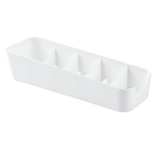 Fiudx Organizador de Almacenamiento de Plástico con 5 Compartimentos, Solución Multiusos, Ahorra Espacio para Ropa Interior, Calcetines, Cosméticos, Toallas y Oficina En Casa. Blanco, 27 X 9 X 5,8 Cm