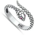 thumbnail image 4 of Open Snake Viper Adder Simulated Ruby Ring .925 Sterling Silver Band Red CZ Female Size 8, 4 of 4