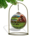 thumbnail image 3 of 4" Idyllic Fall Scenery Hand Painted Mouth Blown Glass Hanging Christmas Round Ornament, 3 of 5