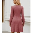 thumbnail image 4 of Womens Knit Sweater Dress with Pockets Square Neck Long Sleeve Dresses, 4 of 6