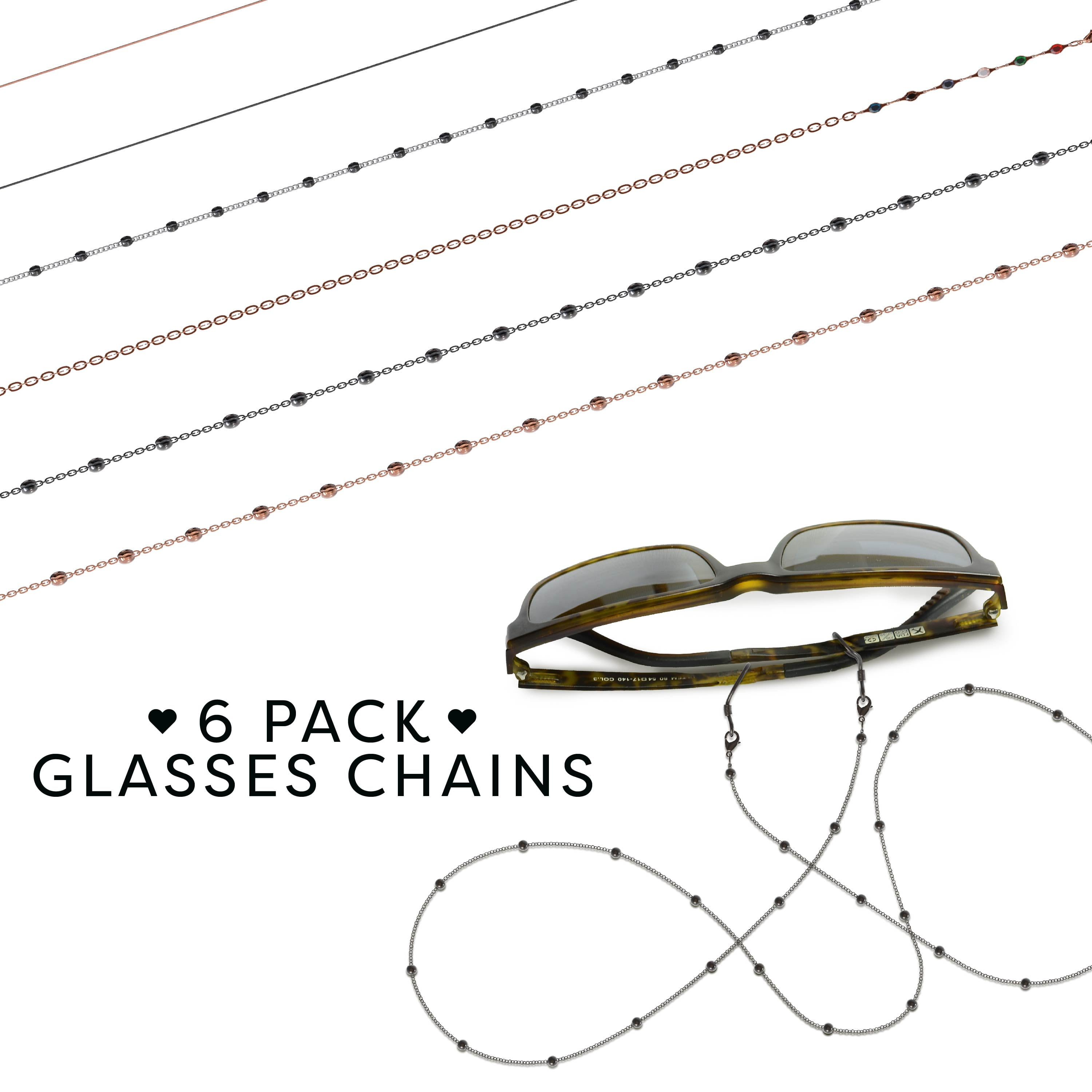 Lulo Glasses Strap Chains, 6-Pack Stylish Glasses Chain for Women