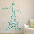 thumbnail image 3 of Eiffel Tower Ooh La La Paris Vinyl Wall Decal Sticker 6 foot tall Eiffel Tower Decals - Size: 72"H x 39"L - Color: Turquoise, 3 of 5
