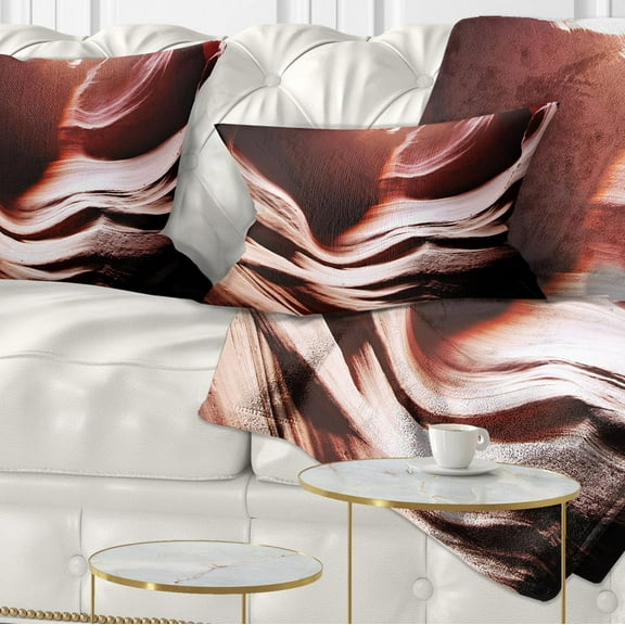 Designart Antelope Canyon in Brown Shade - Landscape Photography Throw Pillow - 12x20