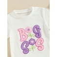 thumbnail image 6 of Aojekbee Little Girl Shorts Outfit Fuzzy LetterFloral Embroidery Short Sleeve Tops with Solid Color Shorts 2 Pcs Summer Clothes, 6 of 10