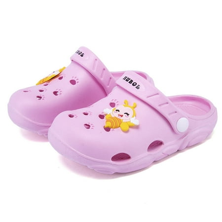 

Girls Clogs With Cartoon Bee Charm Garden Shoes Summer Comfortable Lightweight Hollow Out Sandals For Toddler Children Kids