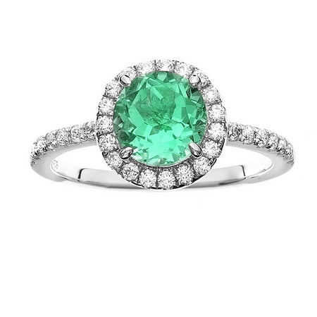 5th & Main Platinum-Plated Sterling Silver Round-Cut Green Obsidian Pave CZ Ring