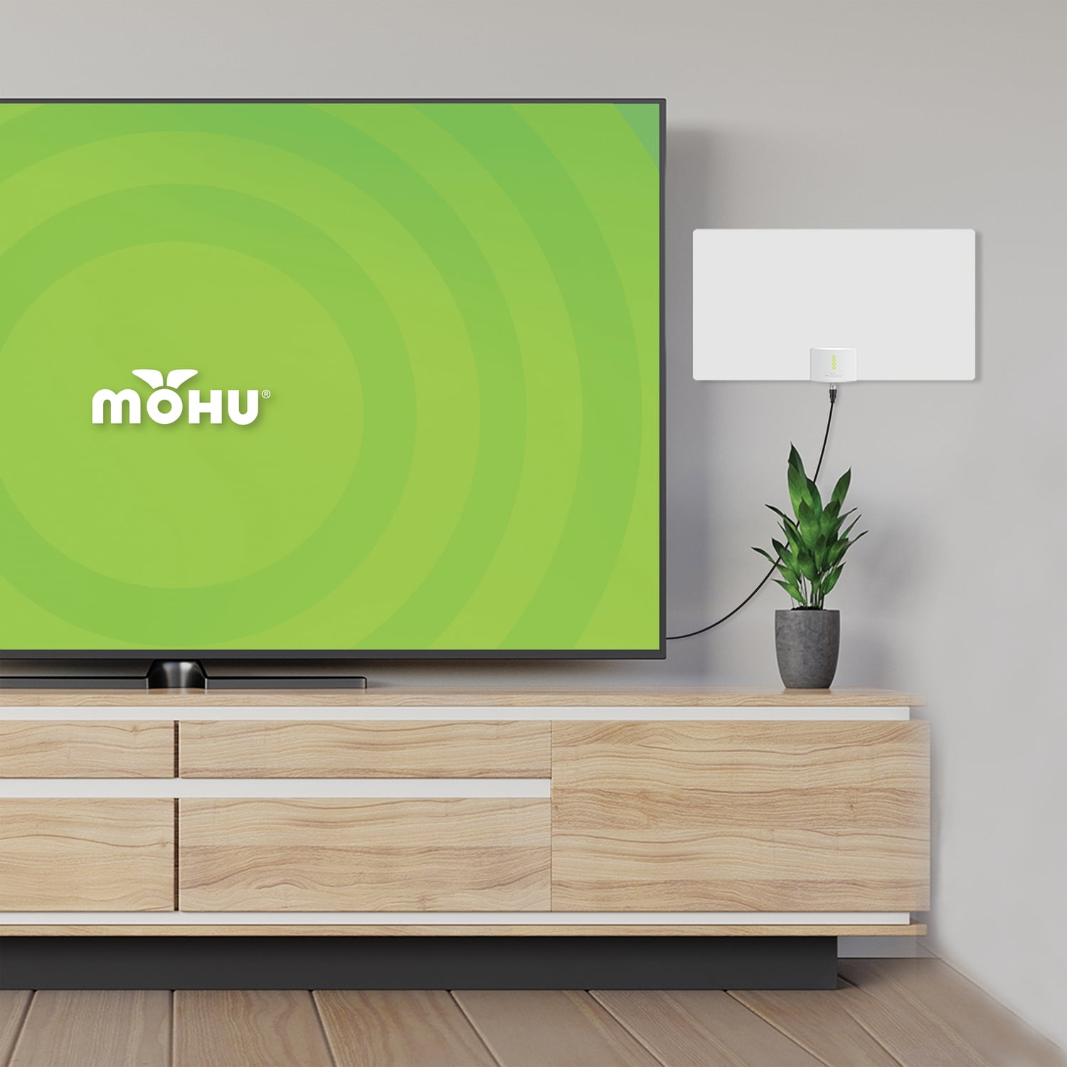 Mohu MH-110160 Leaf Supreme Pro Amplified Paper-Thin Indoor HDTV Antenna, with 12-Ft. Cable & Signal Indicator