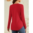 thumbnail image 5 of Fancyglim Women Tunic Tops Long Sleeve Henley Shirts V Neck Casual Pleated Button Blouse Tops Red XL, 5 of 7