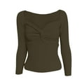 thumbnail image 3 of BLVB Women's Tops Sweater Sweetheart Neck Long Sleeve Knit Twisted Knot Front Pullover Sweater Slim Fit Shirts Blouse, 3 of 6