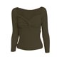 thumbnail image 3 of Suéter de cuello en V para mujer, sudadera informal de manga larga con cuello en V, blusa de punto sólido, suéter para mujer, 3 of 8