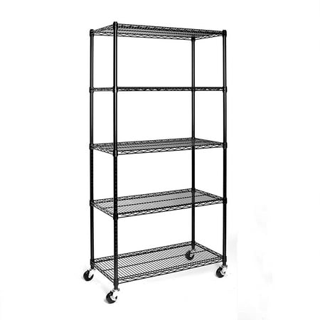 

Canddidliike 5-Wire Shelving Metal Rack Adjustable Standing Storage Shelf Units for Laundry Bathroom Kitchen Pantry Closet - Black