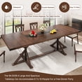 thumbnail image 5 of Blotout 95" Modern Farmhouse Dining Table for 10-12 People, Rectangular Wood Dining Table with Wood Strip Base, Long Kitchen Table Tables for Dining Room, Gathering, Kitchen (Brown), 5 of 10