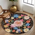 thumbnail image 2 of Round Rugs 6 Ft, Boho Pink Flower Non Slip Area Rugs for Kitchen Bedroom Entryway, Spring Watercolor Country Floral Plant Washable Carpet Runner Rug Floor Mats for Bedroom Home Decor, 2 of 8