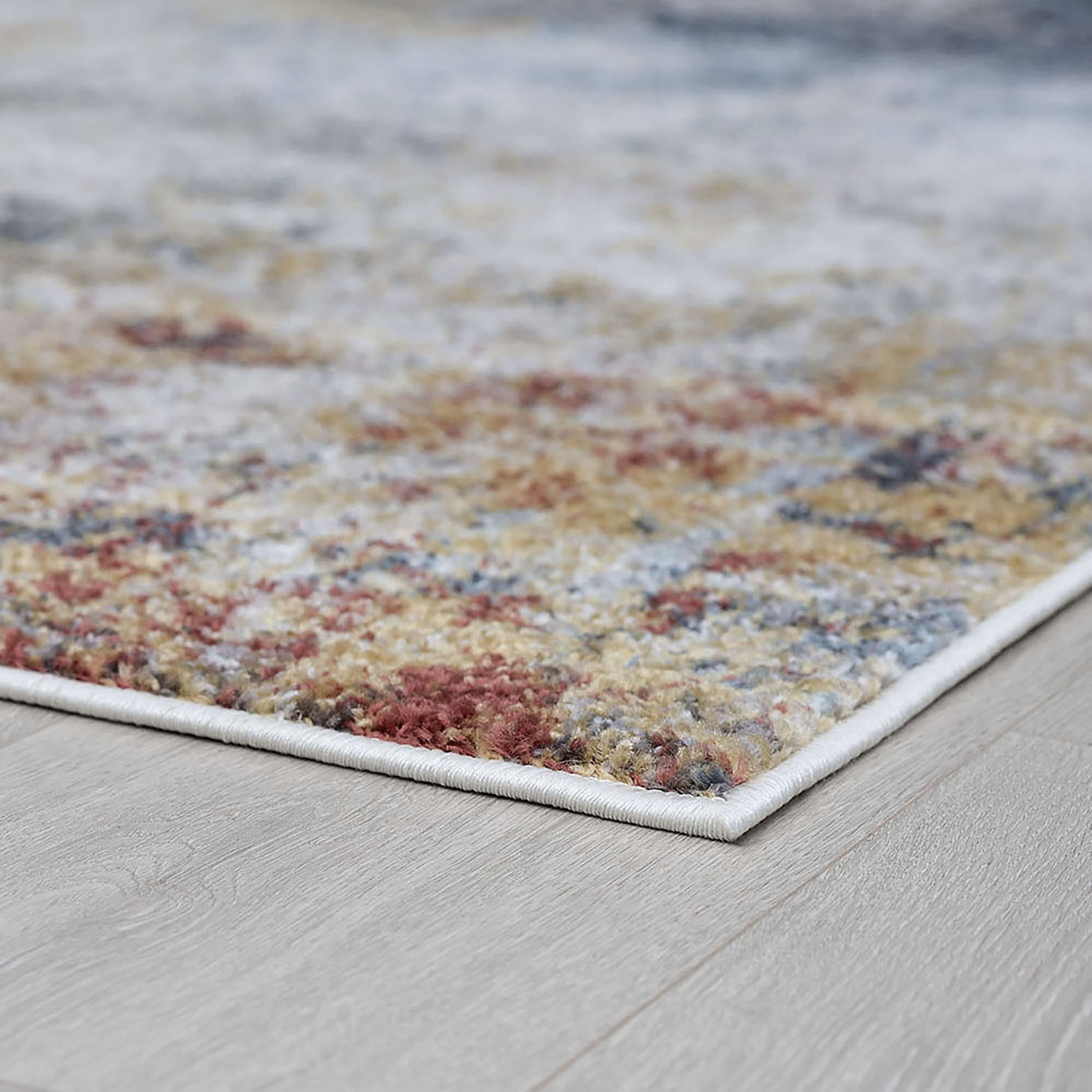 Contemporary 9x12 Area Rug (8'9'' x 12'2'') Abstract Cream, Blue Living Room Easy to Clean