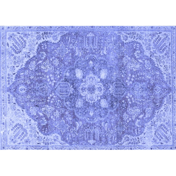 Ahgly Company Indoor Rectangle Medallion Blue Traditional Area Rugs, 8' x 12'