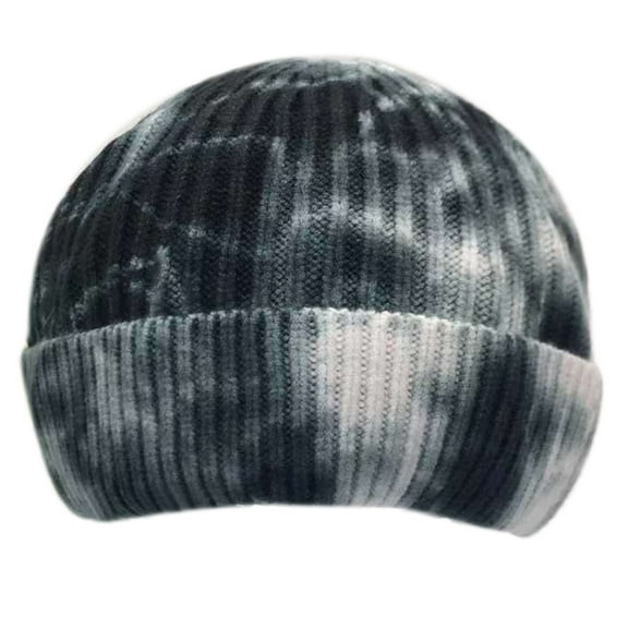 JUNTEX Unisex Winter Warm Ribbed Knit Beanie Cap Gradient Tie-Dye Hip Hop Skull Hat