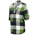 thumbnail image 5 of T Shirts for Women Casual Long Sleeve Plaid Shirt Slim Jacke Womens Tops Green XXXL, 5 of 6